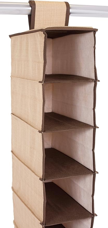 Internet’s Best 10 Tier Hanging Shoe Organizer - Narrow Shelf Closet Shoe Rack - Footwear Storage - Brown (Beige)-NeatNest
