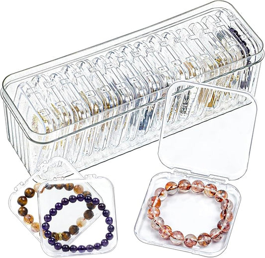 Clear Travel Jewelry Organizer Box, Rectangular Plastic Storage Container with 15 Sturdy Portable Small Cases for Organizing Beads, Crafts, Earrings, Rings, Necklaces, Small Parts in Drawer-NeatNest