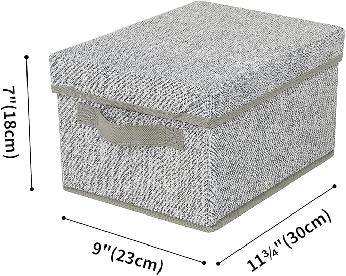 GRANNY SAYS Closet Storage Bins, Fabric Boxes with Lids, Shelf Baskets for Closet Organization, Stackable Storage Containers, Gray, Medium, 3-Pack-NeatNest