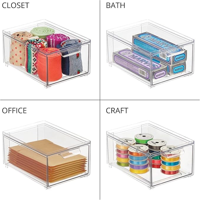 Clarity Pantry Stacking Drawer 8 x 6 x 4 M8 (Pack of 8) - Clear-NeatNest