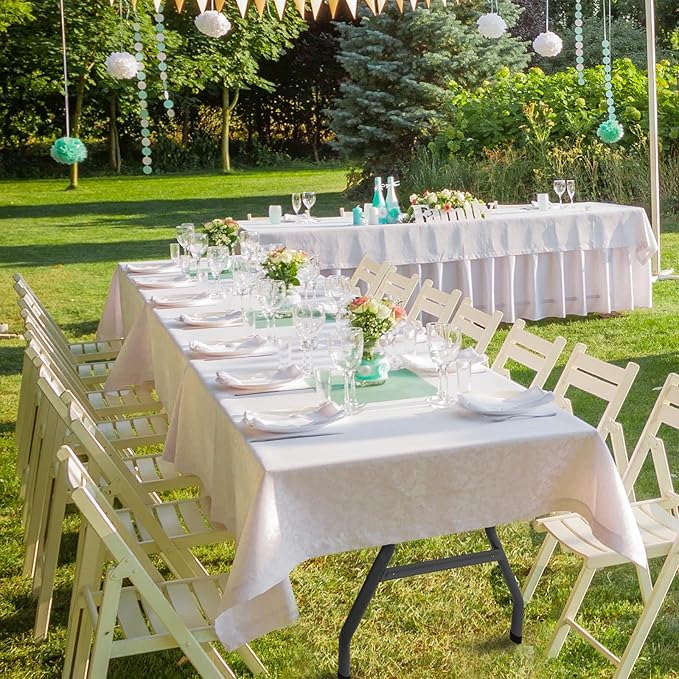 6 ft Foldable Plastic Table for Display, Camping, Party, Dining, Barbecue, Picnic with Carrying Handle - White-NeatNest