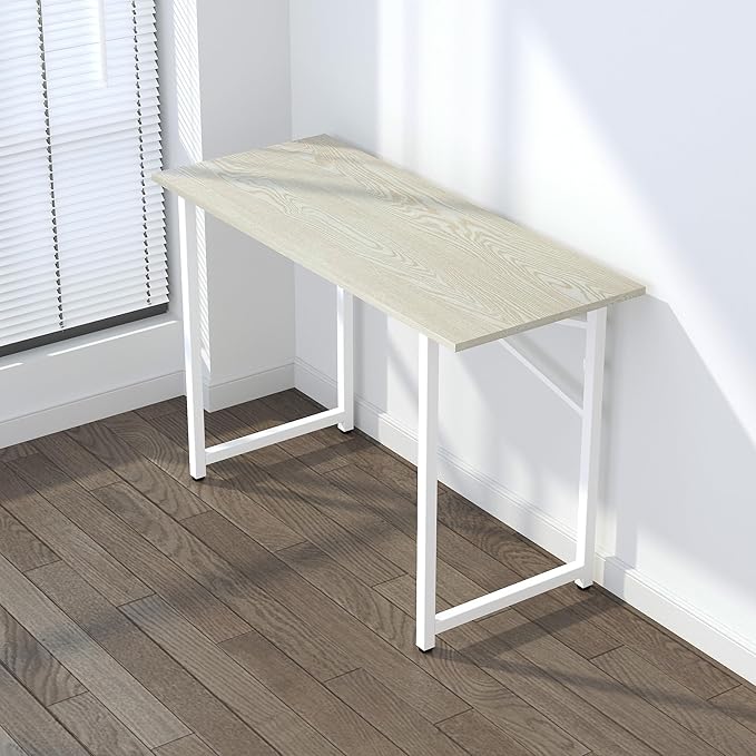 47 inch Folding Desk, Writing Gaming Computer Camping Table, No Assembly Required Home Office Desk, Natural and White-NeatNest
