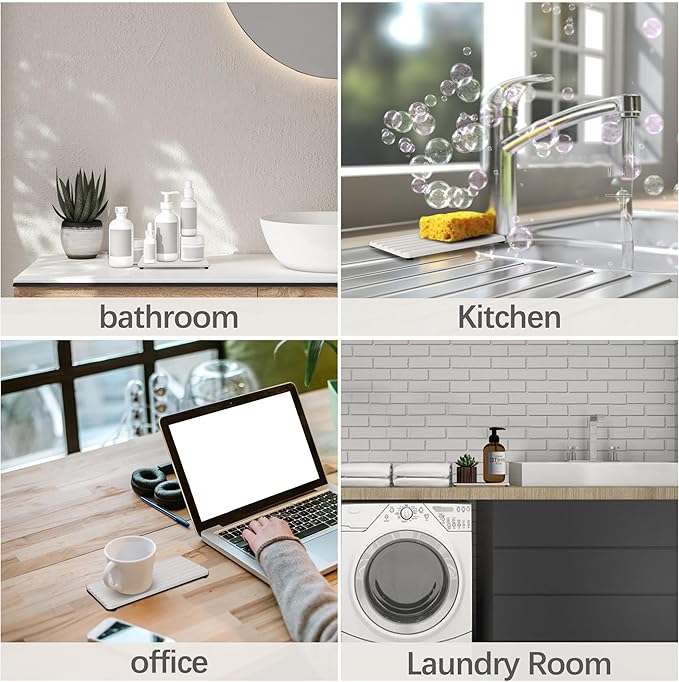 2 PCS Water Absorbent Diatomite Coasters (7.1" x 3.5"), Grooved Design, Water Absorbing Stone Used for Hand Soaps & Plants & toiletries in The Modern Home-NeatNest