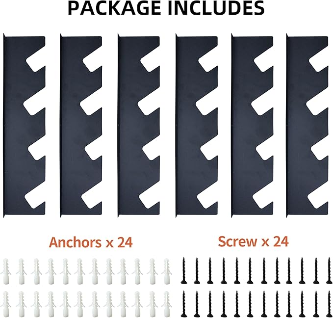 CZWL&HG Garage Tool Organizer Wall Mount – Heavy-Duty Solid Steel Rack for Shovels, Rakes, Long-Handled Tools – Horizontal Shed/Yard Storage Holds 250 lbs with Rustproof Mounts-NeatNest