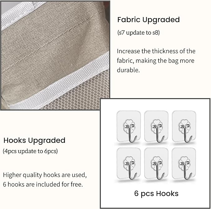2pcs Light-Style Wall Hanging Storage Bag, Linen Fabric Door Hanging Organizer Baskets with Pockets, Waterproof Bin for Bedroom, Kitchen, Office, RV Camper (LightKaki-2pcs)-NeatNest