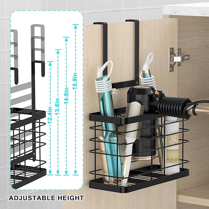 Hair Tool Organizer - Blow Dryer & Hair Dryer Holder Cabinet Door, Bathroom Organizer & Storage Basket for Styling Tools-NeatNest