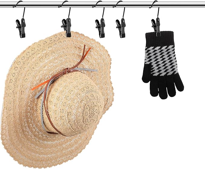 Hotop Boot Hanger Clips for Closet, Laundry Hanging Hooks Heavy Duty Clips Boot Holder Portable Single Hooks Space Saving for Pants Jeans Clothes Hats Tall Towels(Black,48 Pieces)-NeatNest