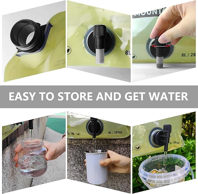 Collapsible 8L Water Storage Bag, BPA-Free Portable Folding Water Jug with Adjustable Faucet, Leakproof Emergency Water Bag for Camping, Hiking, Riding, Outdoor Sport (GREEN, 1)-NeatNest