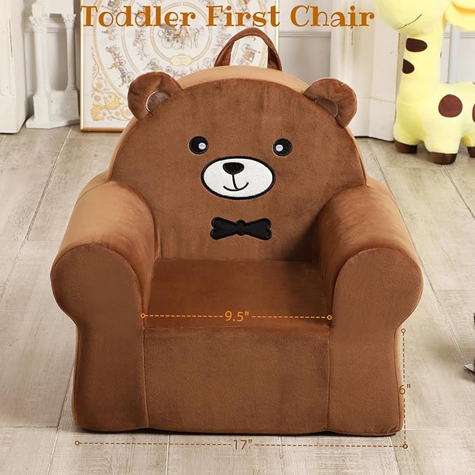 Cuddly Toddler First Chair, Premium Character Chair, Brown Bear, 18 Month up to 3 Years-NeatNest