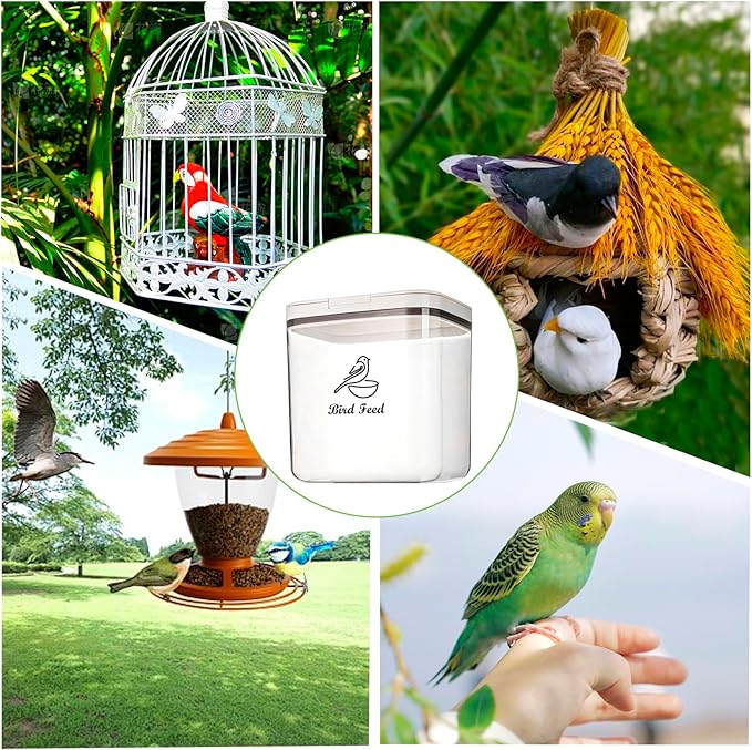 Airtight Bird Seed Storage Container with Flip Lid,4Lbs Bird Seed Container with Scoop,Wild Bird Seed Storage Bin,Bird food container-NeatNest