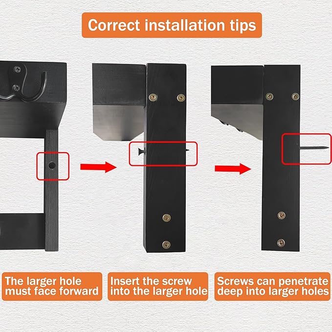 Coat Rack Wall Mount with Shelf, Coat Hanger Wall Mount with Key Hooks and Mail Holder, Wood Entryway Floating Shelf with Hooks and Storage, Hat Rack for Wall Key Holder Mail Organizer-NeatNest