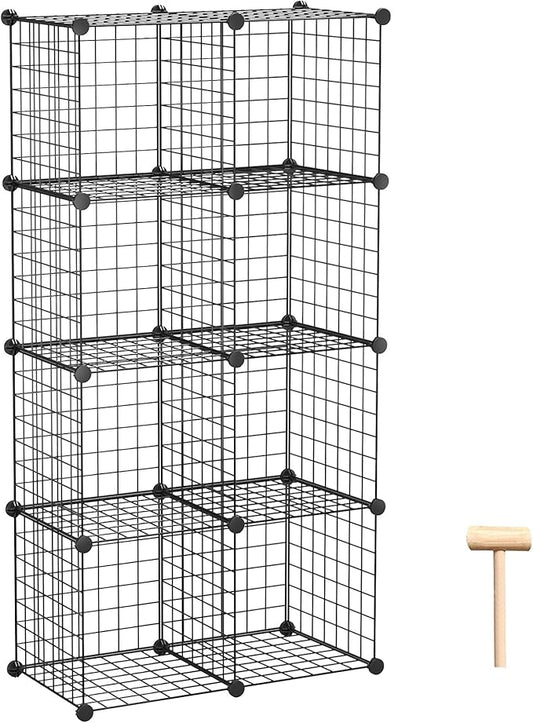 C&AHOME Wire Cube Storage, 8-Cube Organizer Metal C Grids Storage, Storage Bins Shelving, Modular Book Shelf, DIY Closet Cabinet Ideal for Living Room, Home, Office 24.8" L x 12.4" W x 48.4" H Black
