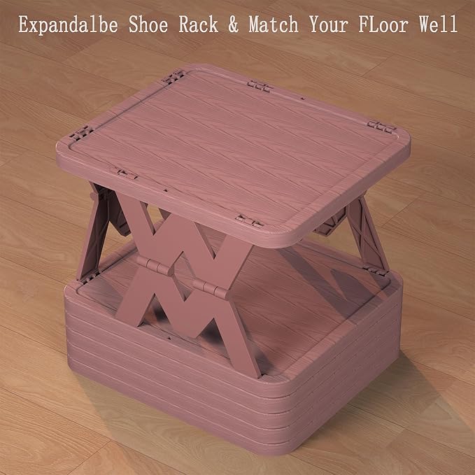 Small Shoe Rack, 6 Tier Foldable Shoe Organizer Without Assembly, Fake Wood-Pattern Match Floor Well, for Entryway, Front Door Entrance, Bedroom, Brown-NeatNest