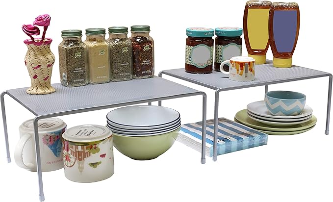 Deco Brothers Expandable Cabinet Shelf Organizer for Kitchen Cabinet and Counter, Grey-NeatNest