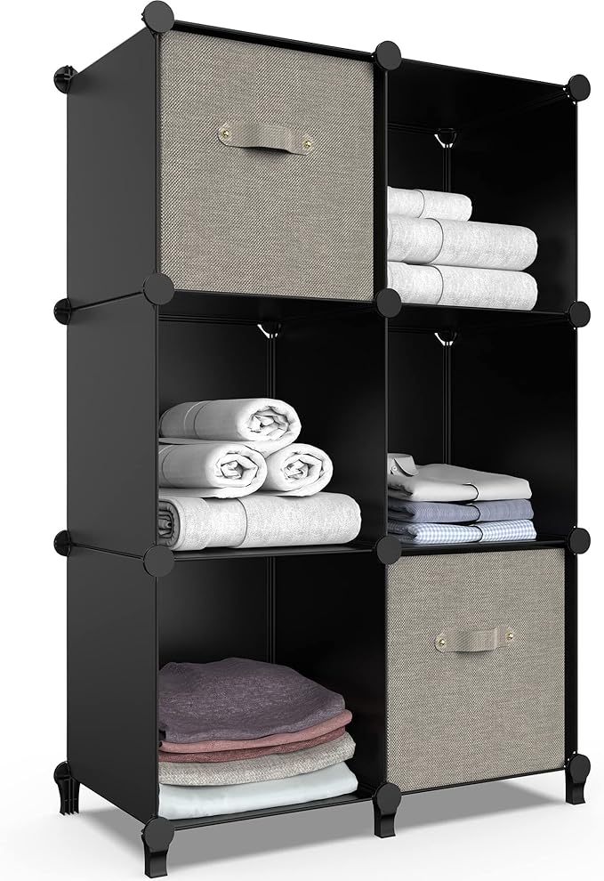 HOMIDEC 6-Cube Storage Organizer, Closet Organizer Storage Cabinet Shelf Bookcase Bookshelf,Storage Cubes Organizer Cabinet for Kids,Closet, Bedroom,Bathroom-NeatNest