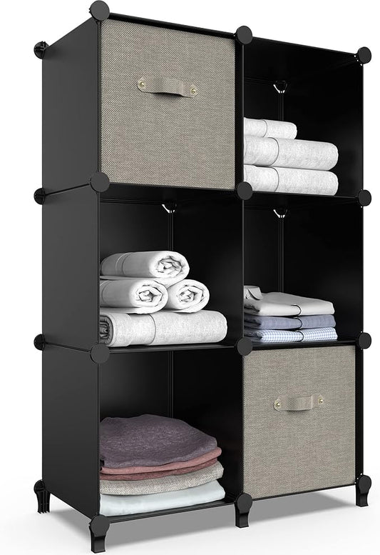 HOMIDEC 6-Cube Storage Organizer, Closet Organizer Storage Cabinet Shelf Bookcase Bookshelf,Storage Cubes Organizer Cabinet for Kids,Closet, Bedroom,Bathroom-NeatNest