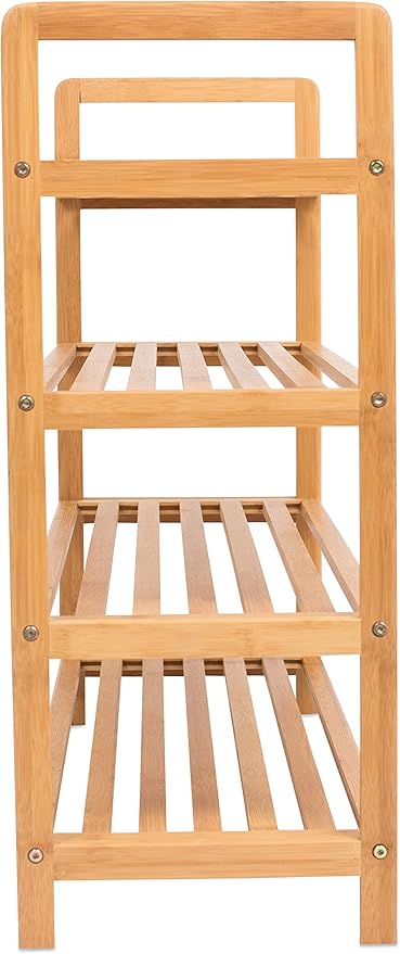 BIRDROCK HOME 4-Tier Bamboo Shoe Rack - Lightweight Wooden Organizer - Free Standing Storage Shelf for Closets, Hallways, Entryways, Mudrooms, and Front Doors - Art Deco Style - Fits 12 Pairs of Shoes-NeatNest