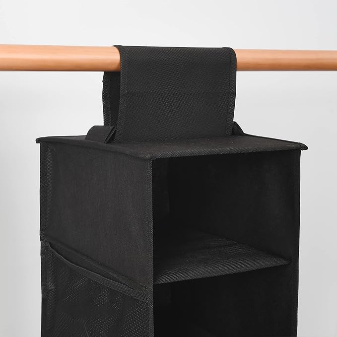 Hanging Shoe Organizer for Closet with Side Mesh Pockets，Hat Racks for Baseball Caps，Shoe and Hat Holder & Storage，8-Shelf，Black，2 Pack-NeatNest