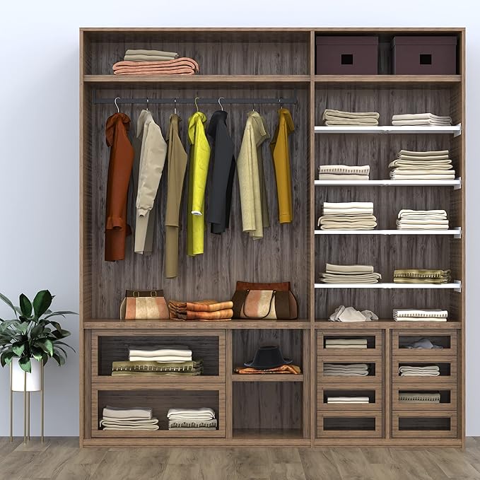 Expandable Closet Shelves Organizers, Adjustable Shelf Board for Cabinet Rack Storage Wardrobe Divider Shelving for Closets Pantry Cupboard Kitchen (Medium 2 Pack)