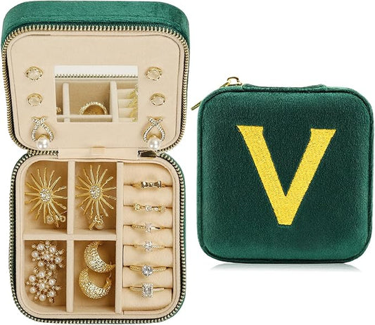 Jenria Mothers Day Gifts for Mon, Travel Jewelry Case for Women, Jewelry Organizer, Jewelry Box, Unique Gifts, Personalized Gifts for Her, Birthday Gifts for Mom, Teen Girl, Girlfriend, Green, V-NeatNest