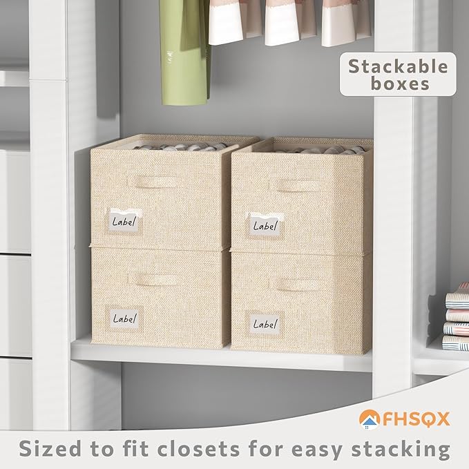 2 Pack Shoe Organizer for Closet,Fits up to 24 Pairs,Fabric Shoe Storage Bins,Large Shoe Box Storage Containers with Bottom Support for Shoes (Beige, (16.5 * 12.6 * 9.5) x1)-NeatNest