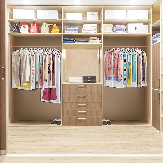 Clear Plastic Hanging Clothes Bags with 4" Gusseted Garment Bags for Storage, Suits, Coats, Sweaters, Shirts - 24" x 40" x 4"",3 Pack-NeatNest