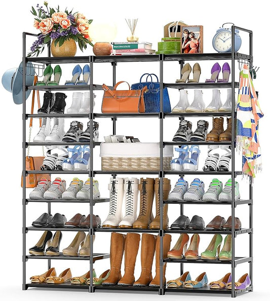Kottwca 9-Tier Metal Shoe Rack Organizer for 50-55 Pairs - Space Saving Shoe Storage Shelf for Entryway, Closet, Bedroom, Hallway-NeatNest