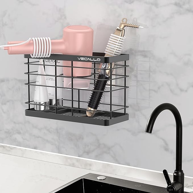 Hair Dryer Holder - Hair Tool Organizer Wall Mount/Adhesive Blow Dryer Holder/Curling Iron Holder Cabinet Door Bathroom Organizer for Hair Dryer, Curling Wands, Hair Straighteners Black-NeatNest