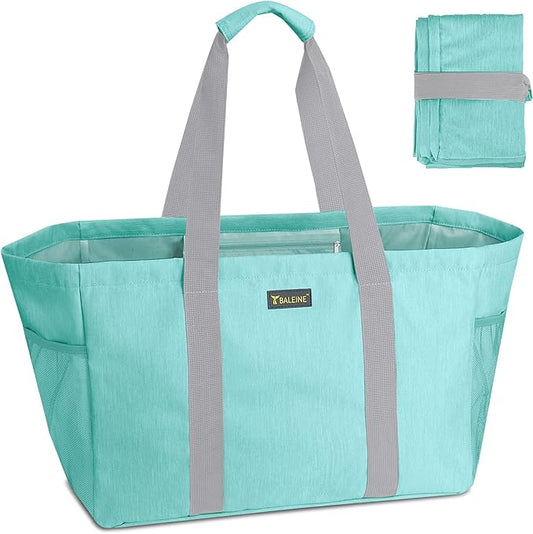 BALEINE Soft 9 Gallon Extra Large Utility Tote, Foldable Reusable Storage Bag (Sea Green)-NeatNest