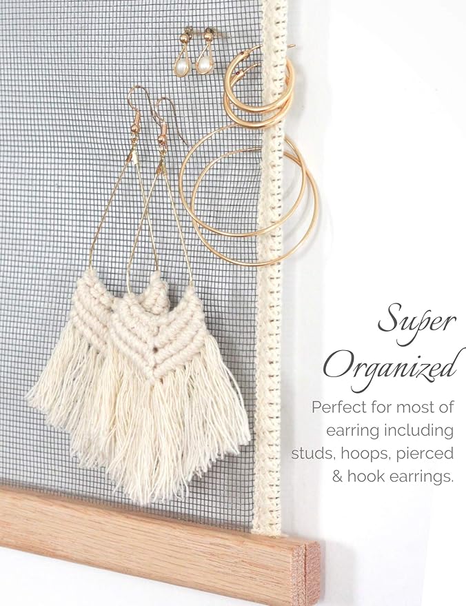 Heesch Earring Organizer Holder Display Wall Mount Hanging Jewelry Stud Earrings Necklaces Holder for Women Girls Hair Clips Hanger-NeatNest