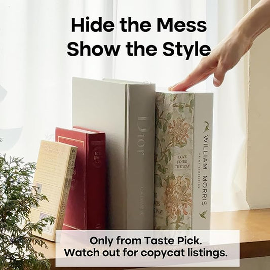 Book Shape Decorative Cable Management Box - Expandable Cable Organizer Box with Magnetic Closure for Home & Office (Modern Matisse, Standard)-NeatNest