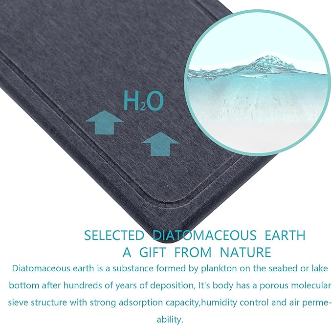 2 Pcs Water Absorbing Stone Trays, Kitchen/Bathroom Sink Soap Dish, Diatomite Tray Used for Hand Soap & Cosmetic Bottles in The Modern Home, 4" W x 10.2" L, Dark Gray-NeatNest