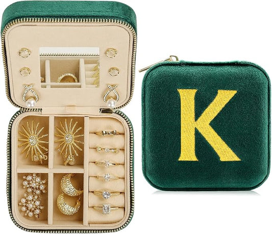 Jenria Mothers Day Gifts for Mon, Travel Jewelry Case for Women, Jewelry Organizer, Jewelry Box, Unique Gifts, Personalized Gifts for Her, Birthday Gifts for Mom, Teen Girl, Girlfriend, Green, K-NeatNest