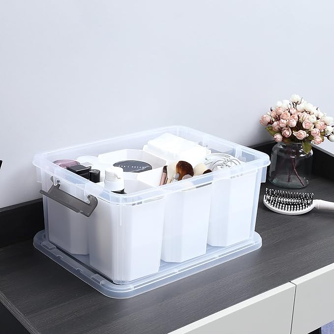 Citylife 17 QT Plastic Storage Bins Clear Storage Box with Lids Multipurpose Stackable Storage Containers for Organizing Tool, Craft, Crayon-NeatNest