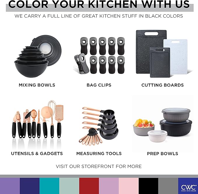 COOK WITH COLOR Kitchen Gadget Set Copper Plated Stainless Steel Utensils with Soft Touch Handles, Copper Black, 7 Pieces-NeatNest