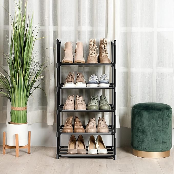 Shoe Rack, Sturdy Metal Shoes Rack Organizer,Narrow Shoes Stand Shelf 5 Tier Shoe Racks for Closets Small Space-NeatNest
