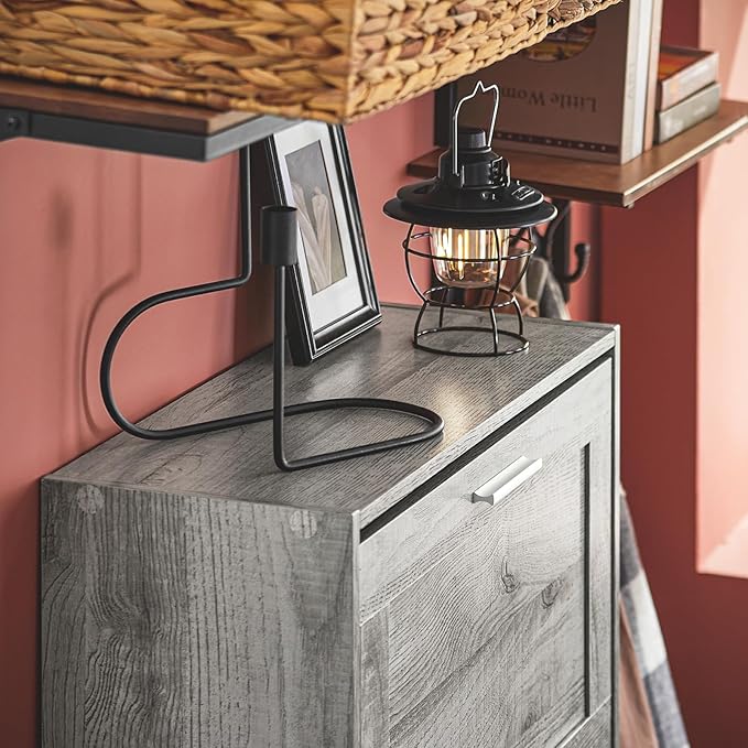 Haotian Shoe Storage Cabinet Entryway, Freestanding Shoe Cabinet with 3 Flip-Drawers Fully Enclosed Tall Shoe Rack Shoe Organizer, Grey, FSR137-L-HG-NeatNest
