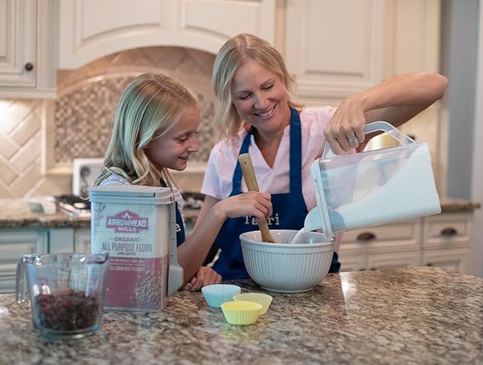 Buddeez Kitchen Pantry Container - Easy Grip Handle for Mess Free Use - Flour and Sugar Storage Made Simple - 4 Quart White Lid-NeatNest