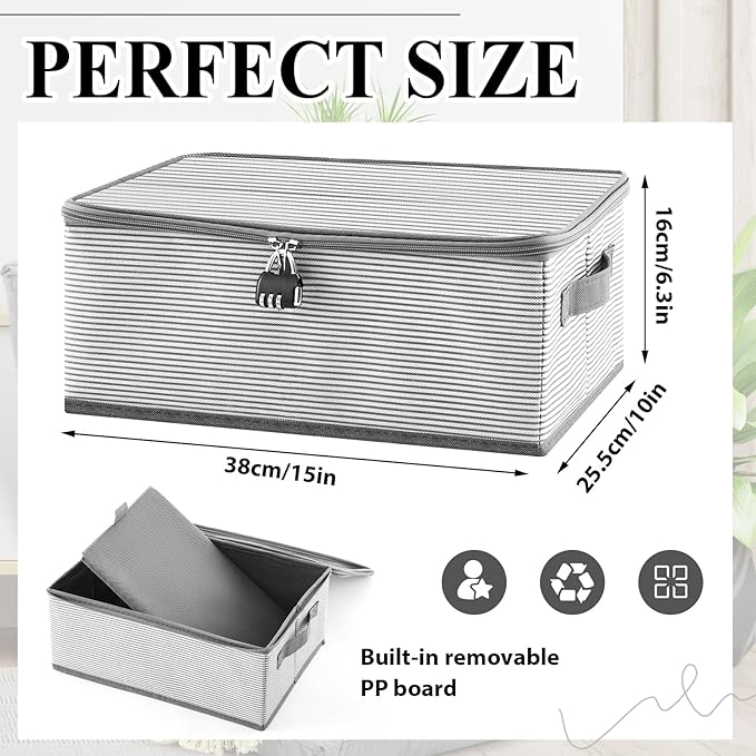 Discreet Lockable Adult Toy Storage Organizer Adult Toy Bag Storage Bins Case with Zipper Lid 15 x 10 x 5.9 Inches for Women and Men Clothes Container(Gray Stripes)-NeatNest
