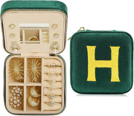 Jenria Mothers Day Gifts for Mon, Travel Jewelry Case for Women, Jewelry Organizer, Jewelry Box, Unique Gifts, Personalized Gifts for Her, Birthday Gifts for Mom, Teen Girl, Girlfriend, Green, H-NeatNest