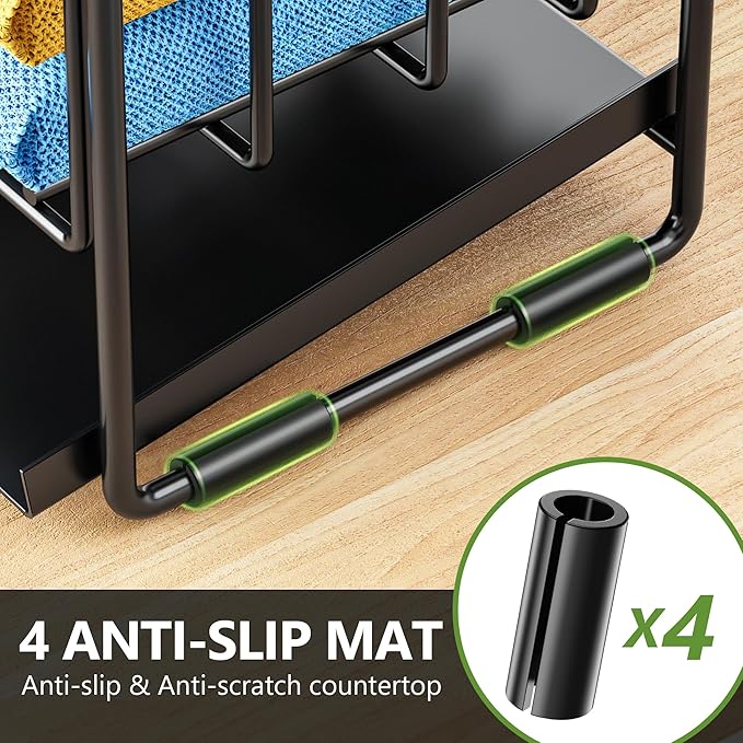 Cisily 2-Tier Kitchen Sink Caddy Organzier Rack with Flexible Dish Brush Holder, Sponge Holder for Kitchen Sink Countertop Organization Storage,Home Decor Accessories Essentials Stainless Steel-NeatNest