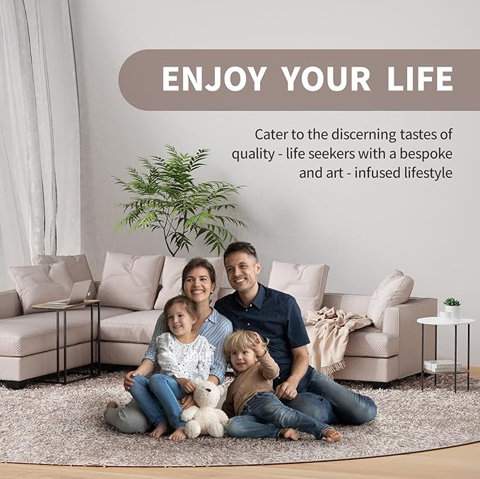 End Tables Living Room - Sturdy SideTable with Metal Frame, Modern Small Sofa & Bedside Table,Multi-Functional Round Coffee Table for Bedroom, Balcony, Sofa, Gym,Office