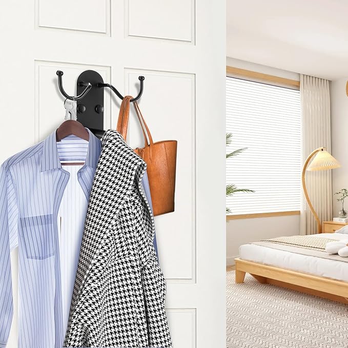 Clothes Hanger Storage, Clothes Hanger Storage Organizer, Damage Free Hanging Wall Hangers for Hanging in Living Spaces, Black-NeatNest