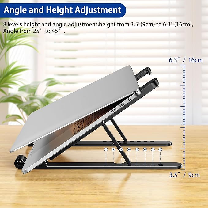 BESIGN LS01 Pro Ergonomic Laptop Stand, Plastic Laptop Riser, Portable and Adjustable Notebook Computer Holder Compatible with 10-15.6" Laptops (Black)-NeatNest