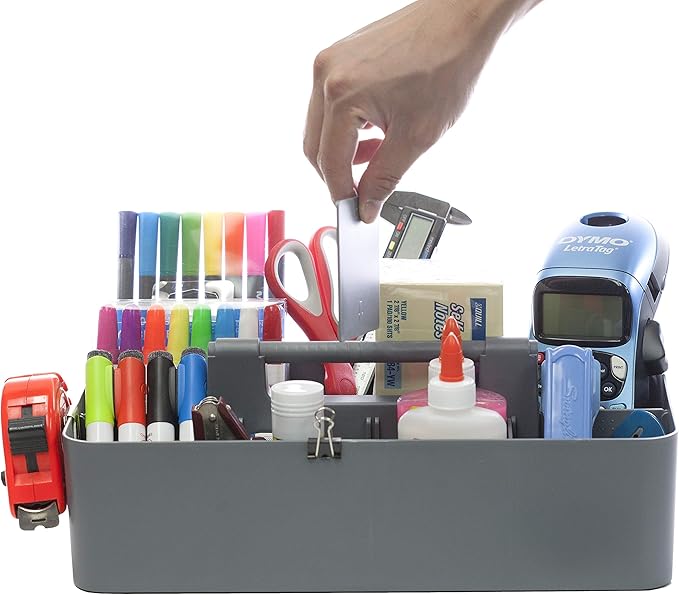 -Large Carry Caddy Bin Basket Portable Office Desk Storage DIY- MADE IN USA (Orion Gray)-NeatNest