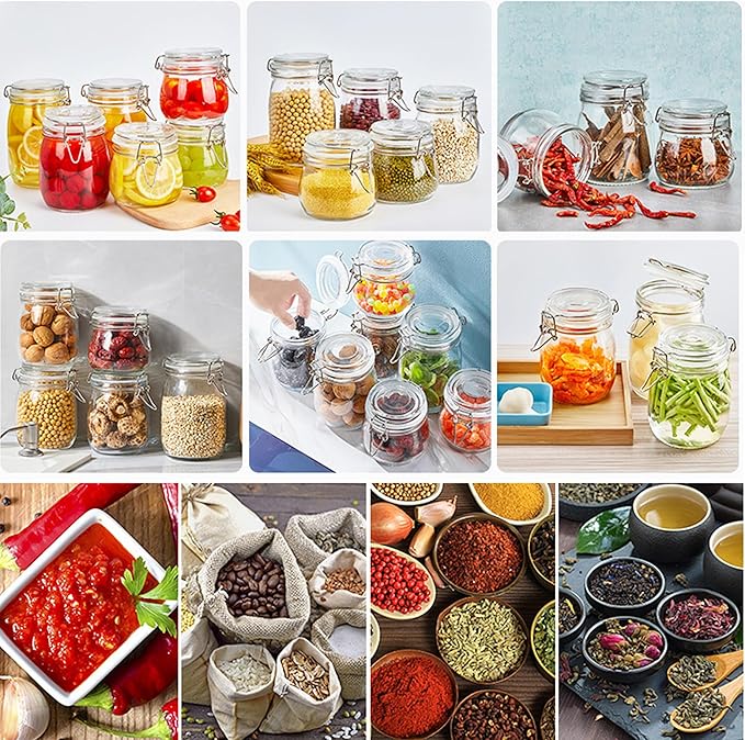 Glass Jars With Airtight Lid 24 Oz (Set Of 3) Wide Mouth Mason Glass Sealed Storage Canisters Leakproof For Coffee Sugar Nuts Spice Refrigerator Pickles & Preserves Tea For Fridge Kitchen Pantry