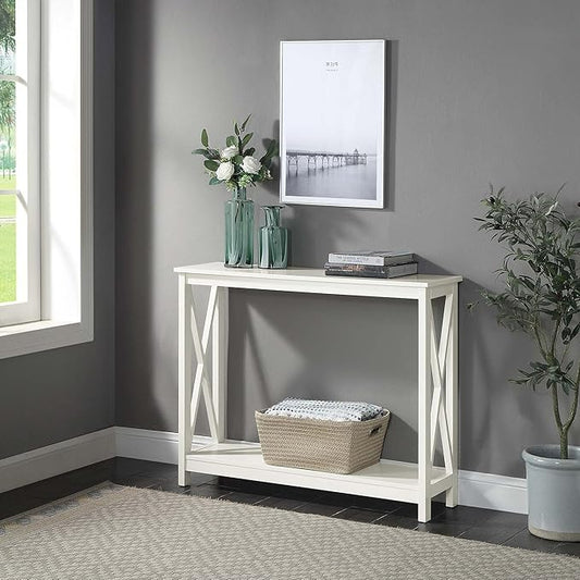 Convenience Concepts Oxford Console Table 39.5" - Sofa Table with Storage Shelf, Transitional Entryway Hall Table for Living Room and Bedroom, Display Foyer Table, Ivory-NeatNest