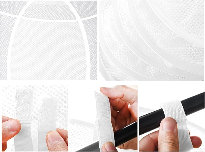 2Pcs Hanging Mesh Space Saver Bags Organizer, Foldable Stuffed Animal Storage Organizer 5 Compartments Toy Storage Organizer for Kid Room Toys, Gloves,Hats,Socks Storage, White-NeatNest