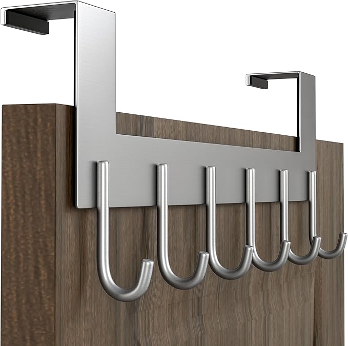 WEBI Over The Door Hooks for Hanging,Over Door Towel Rack,Door Coat Hanger Coat Rack for Clothes,Back of Bathroom,Brushed Nickel