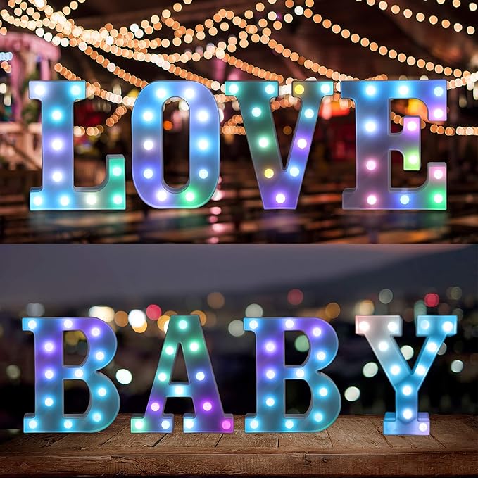 Foaky Colorful LED Letter Lights with Remote,Marquee Light Up Letters Sign for Night Light Wedding/Birthday Party Battery Powered Christmas Lamp Home Bar Decoration(K)-NeatNest